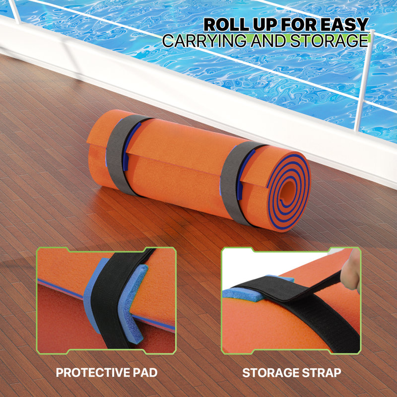 Orange 7' x 3' Tear-Resistant XPE Foam Floating Mat