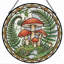 Panneau de vitrail en forme de fougère champignon, H 12 po-1469325268