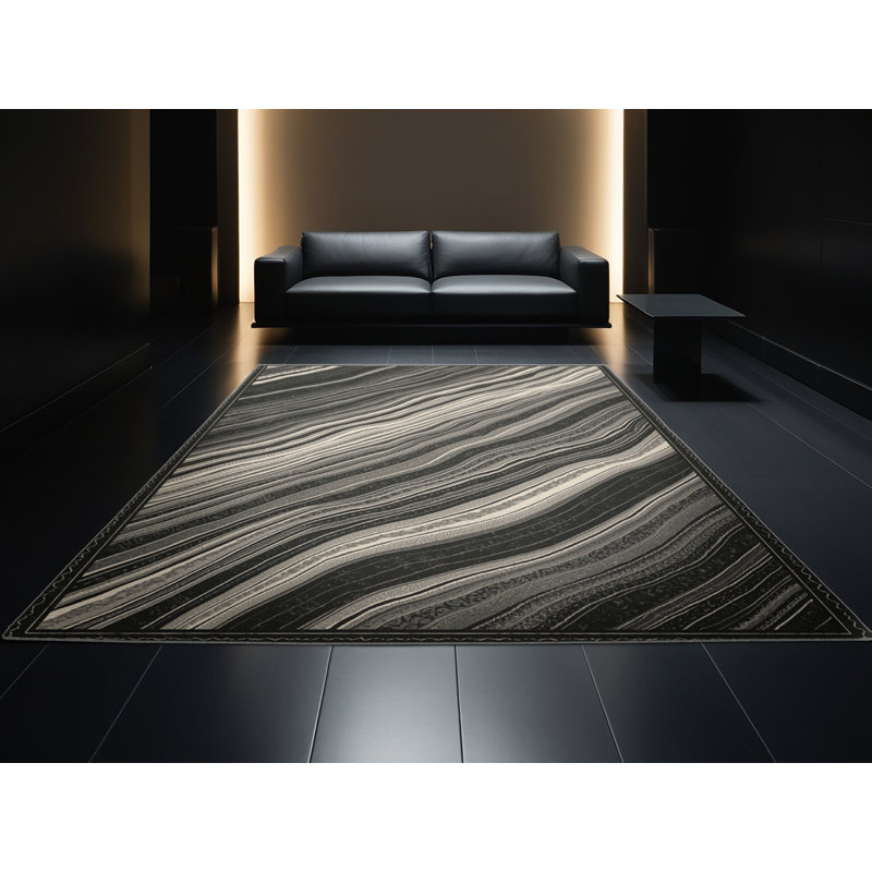 Tapis oriental doux et moelleux en brun Défini Classic, Carré 7 pi