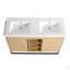 Ensemble de meuble-lavabo autoportant 48 po avec double lavabo en résine, porte à fermeture en douceur 2 et support de rangement à 3 ouvertures, emballage KD, contreplaqué
