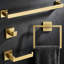 Ensemble d'accessoires de salle de bain haut de gamme en or brossé - Ensemble de 4 barres porte-serviettes murales en acier inoxydable de forme carrée pour salles de bain modernes