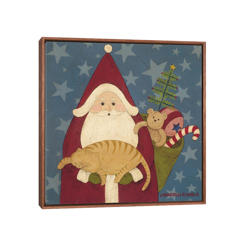 Père Noël - reproduction d'art murale - toile encadrée, H 37 po x l 37 po, Impression encadrée sans passe-partout, Brun