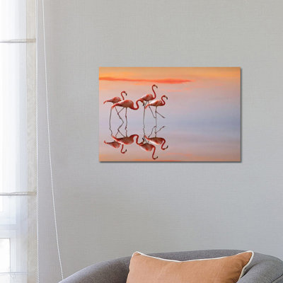 Flamingos Family 1 Piece Wrapped Canvas Painting