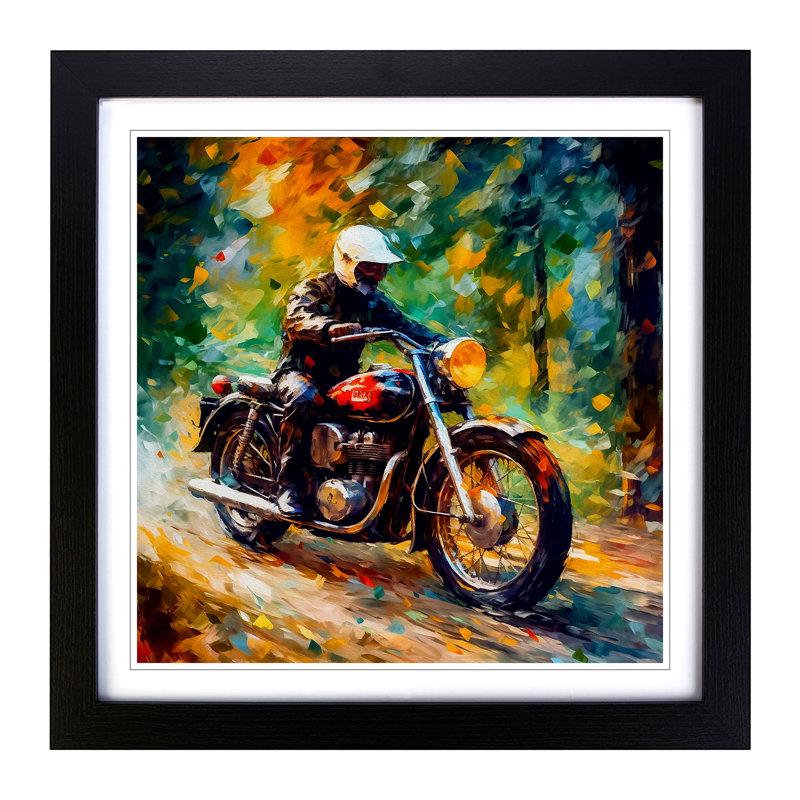 Motorcycle Impressionism - Framed Print, Black