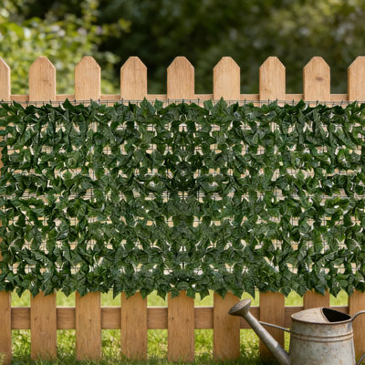 5 pièces écran de haie de plantes artificielles, 19,7 x 39,3 pouces, protection contre les rayons UV, verdure simulée, fond, feuille de lierre, clôture, haie