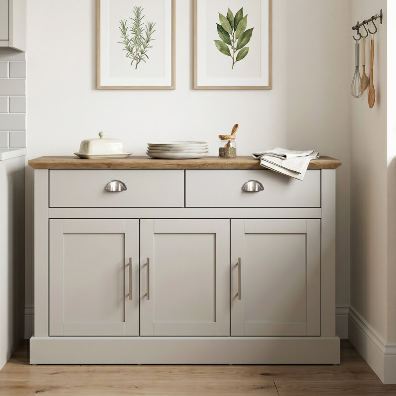 Sufy Octave Wide 3 Door 2 Drawer Sideboard, Light Grey