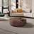Walnut Wood Round Coffee Table with Dual Storage Drawers, Space-Saving Design-129229008