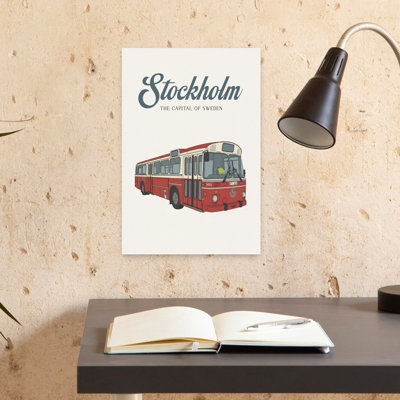 Classic Red Stockholm Bus 1 Piece Wrapped Canvas Wall Art