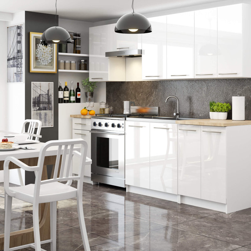 Oliwia kitchen wall -mounted cabinet in white, glossy white Base Unit, 72cm H x 30cm W x 30cm D