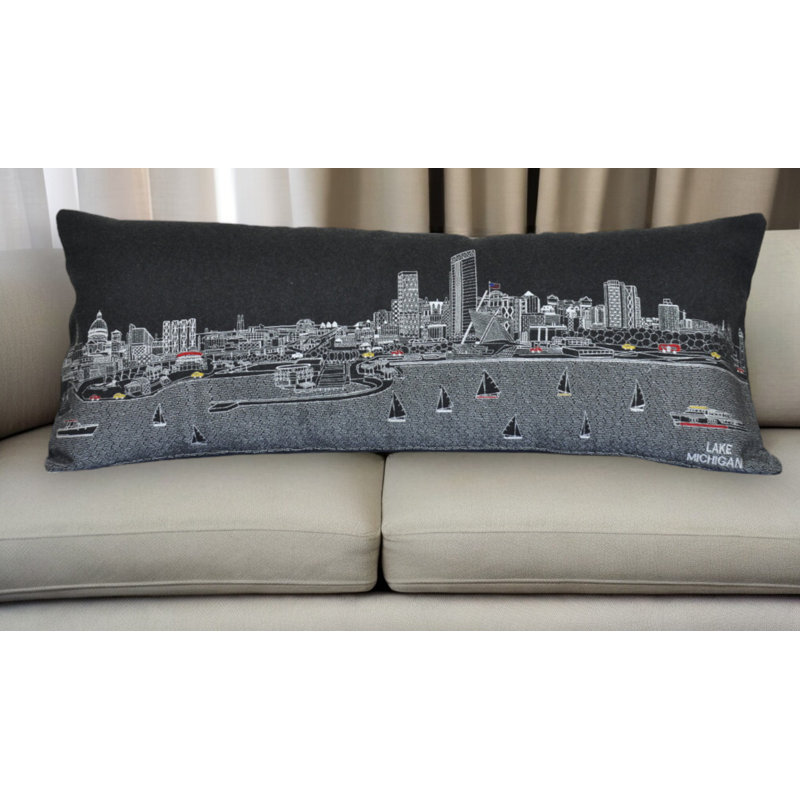 Coussin Milwaukee Skyline, Noir