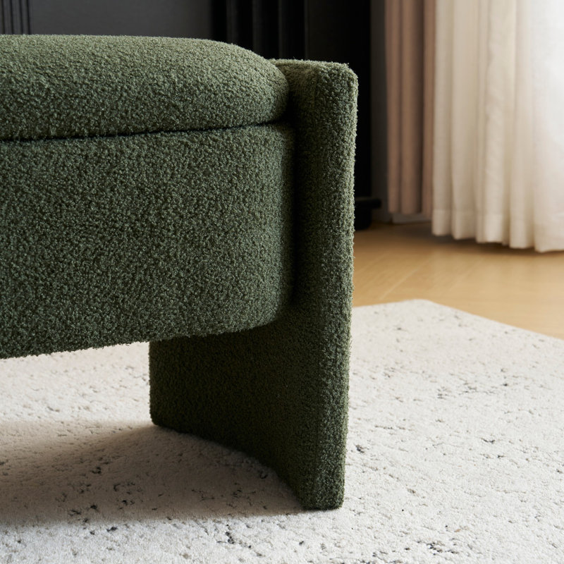 Simple Long shaped Ottoman Bench, Dark Green