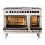 Cuisinière ILVE Nostalgie II Series 48 po à double combustible avec 8 brûleurs scellés et plaque de cuisson (propane liquide, porte pleine)-812063145-812063163
