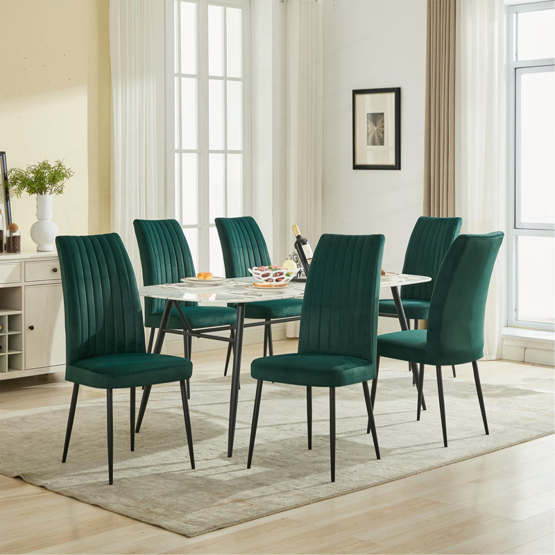 Ensemble de 2 chaises de salle à manger réglables en velours, Vert