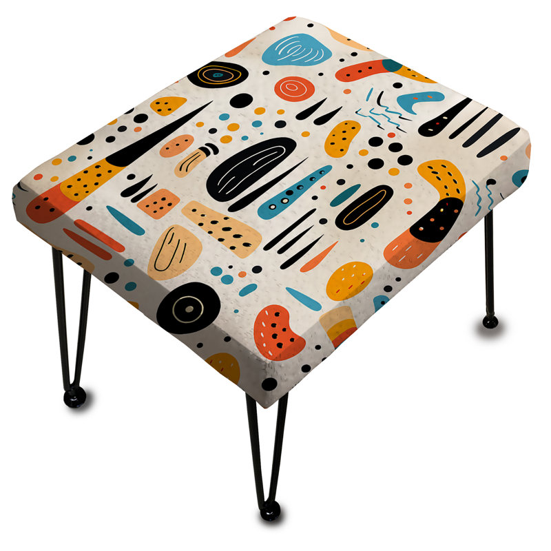 Prakash - Pink Botanical Forms Pattern - Geometric Rectangle Ottoman