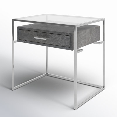 Table de bout en verre avec rangement