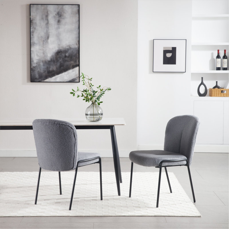 Chaises de salle à manger rembourrées en tissu Ichelle, Gris clair