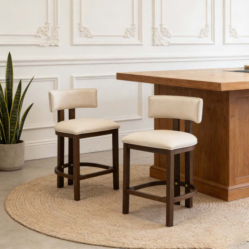 Tabouret de bar 26 po, Beige, noyer