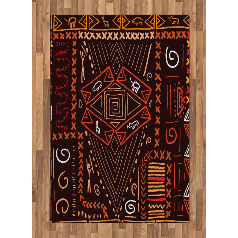 Tapis décoratif Tribal, Rectangle— 4 pi x 5 pi 8 po