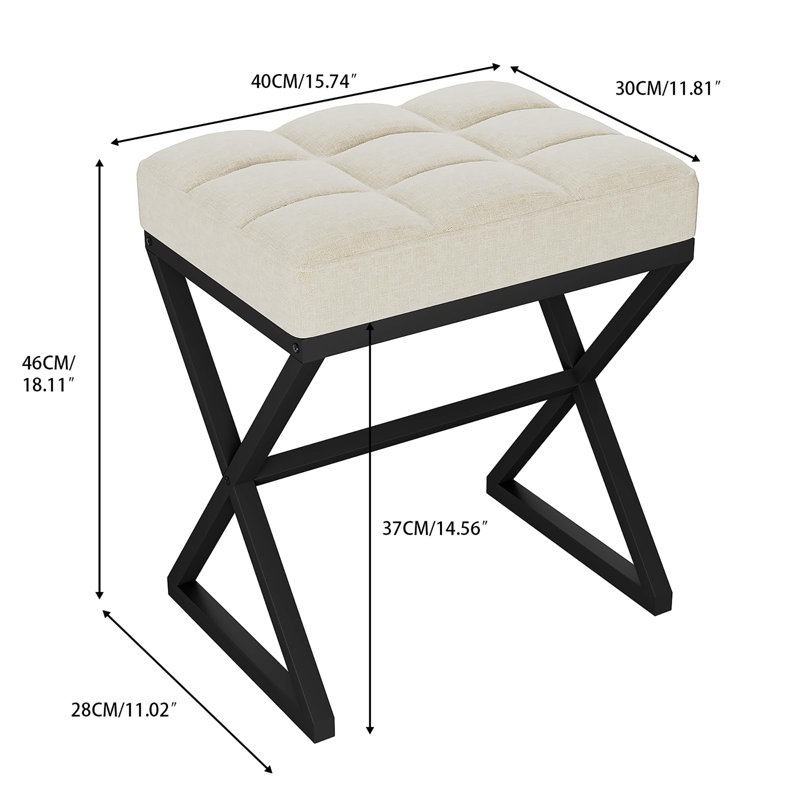 Caleob Metal Accent Stool, Beige