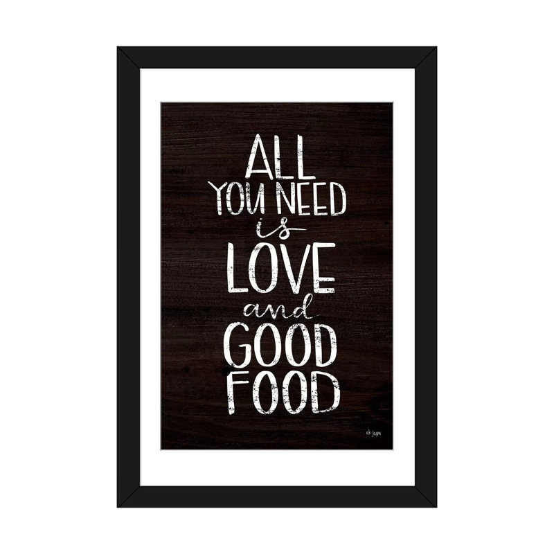 Good Food par Jaxn Blvd - Art textuel sur toile tendue, H 24 po x l 16 po x P 1 po, Cadre noir