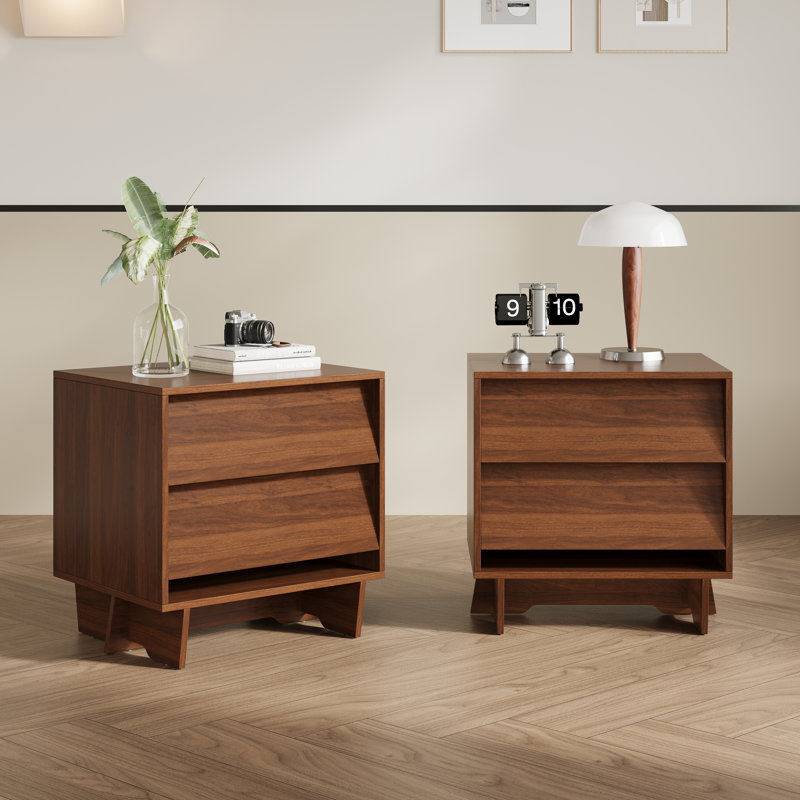 2-Pcs Modern Nightstand With Storage, Bedside Table For Bedroom