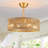 20 inch Gold Semi Flush Mount Rattan Ceiling Fan Light Fixture, Drum Shade with 7 Transparent Blades,Remote Control, E26 Base, Reversible Motor, Farmhouse Boho Style