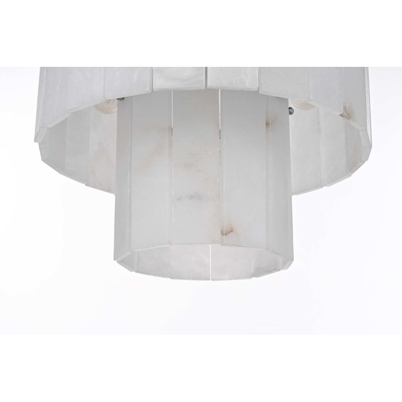 Intisar 16 inch Alabaster Chandelier in Chrome, 6 Lights, 13" H x 16" W x 16" D, Chrome