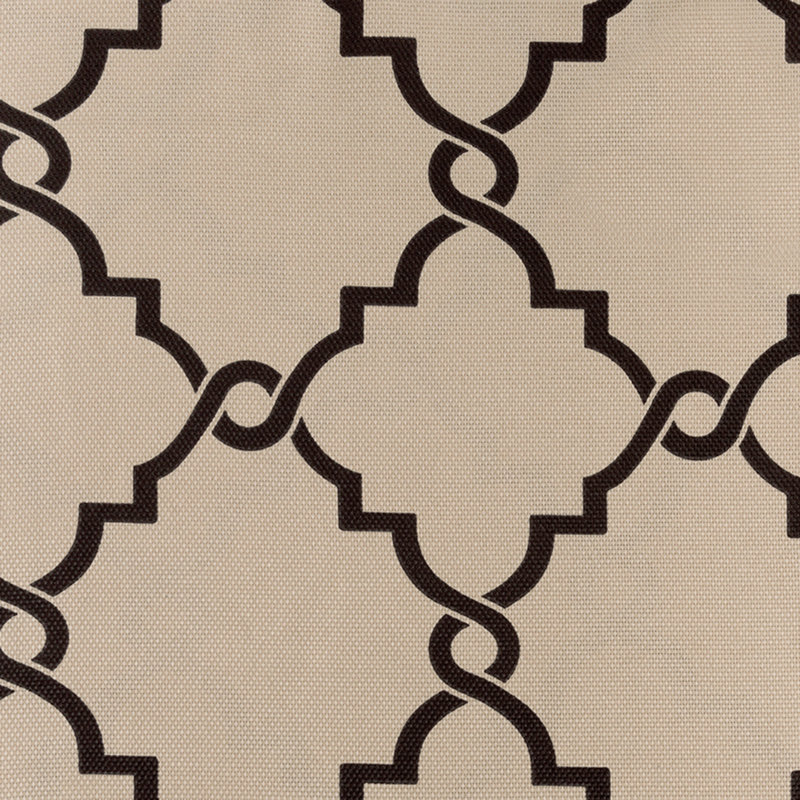 Fretwork Print Grommet Top Single Window Curtain Panel, 50" W x 95" L, Khaki/Black