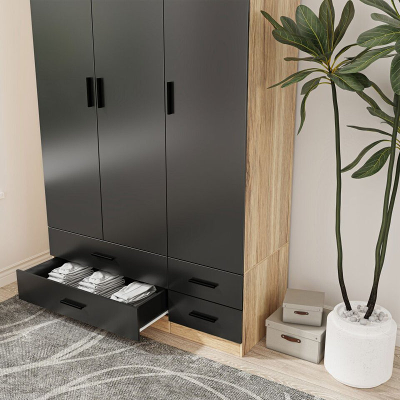 Retonia Manufactured Wood Wardrobe, Oak/Black