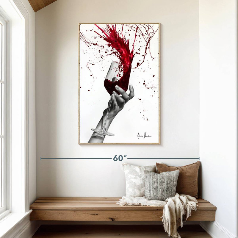 Tourbillon rouge profond, Floating Frame Natural Wood, 31" x 46"