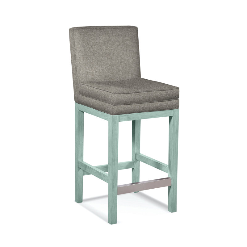 Upholstered Stool, Black Finish, Basic Grey; 0317-83