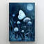 Papillon blanc sur fleurs sauvages au clair de lune - art mural sur toile tendue - salon, chambre à coucher ou bureau-129950455