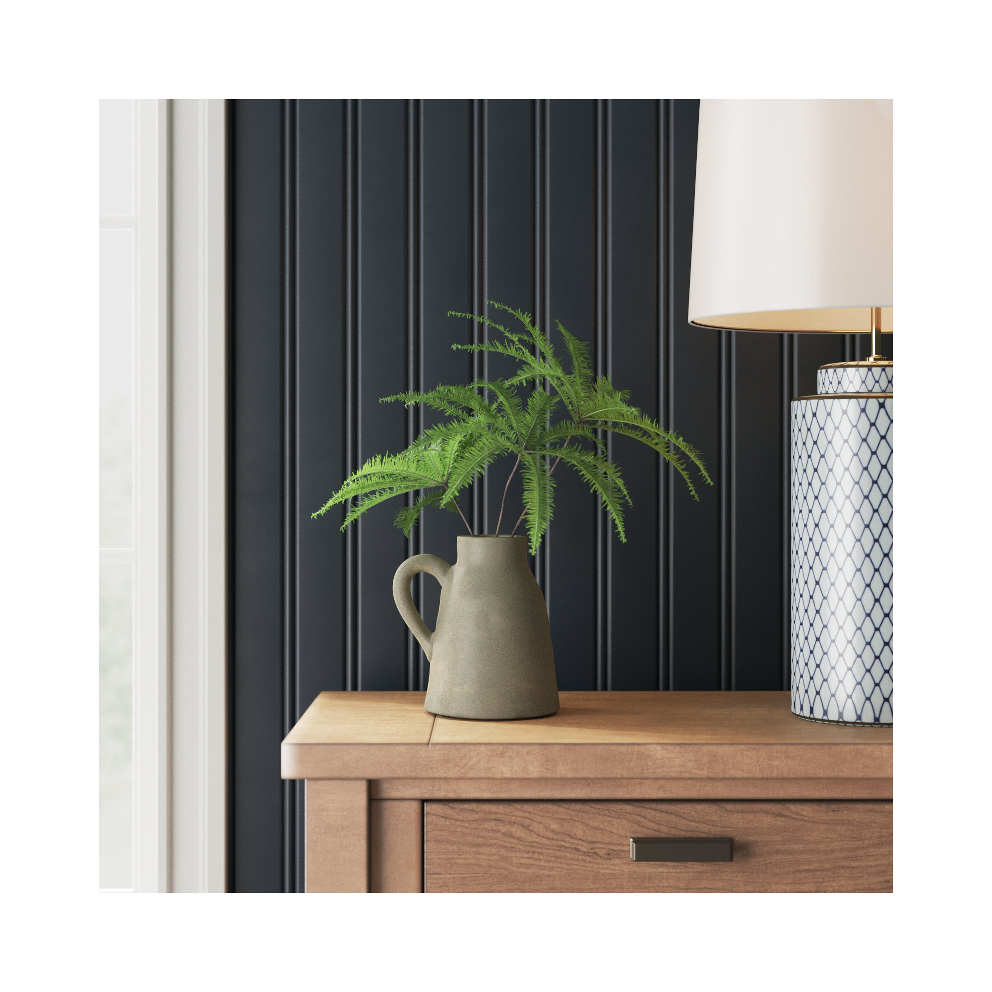 Anasta Handmade Terracotta Table Vase, Overall Height - 8", Green