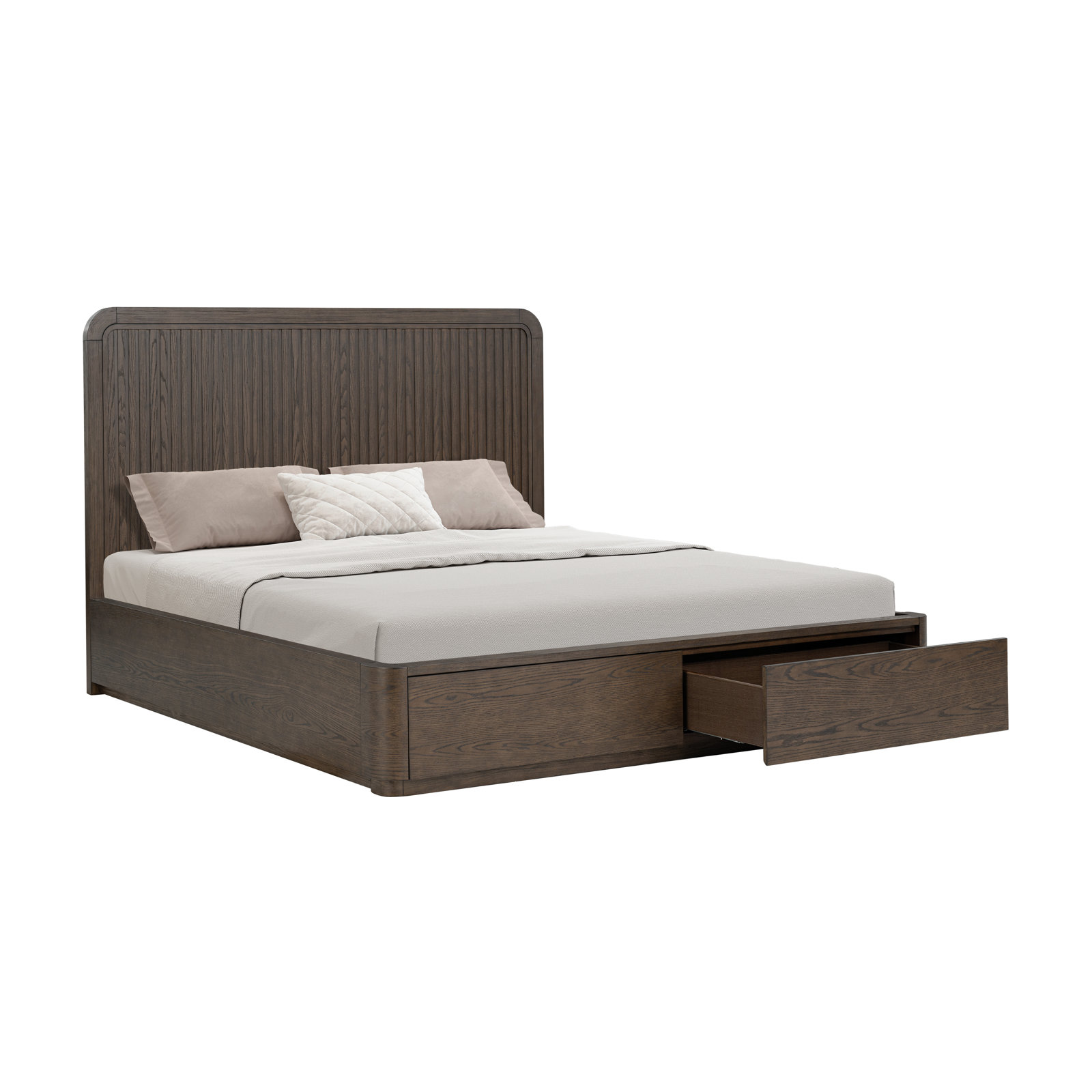 Greer Storage Oak Bed, King, Yes