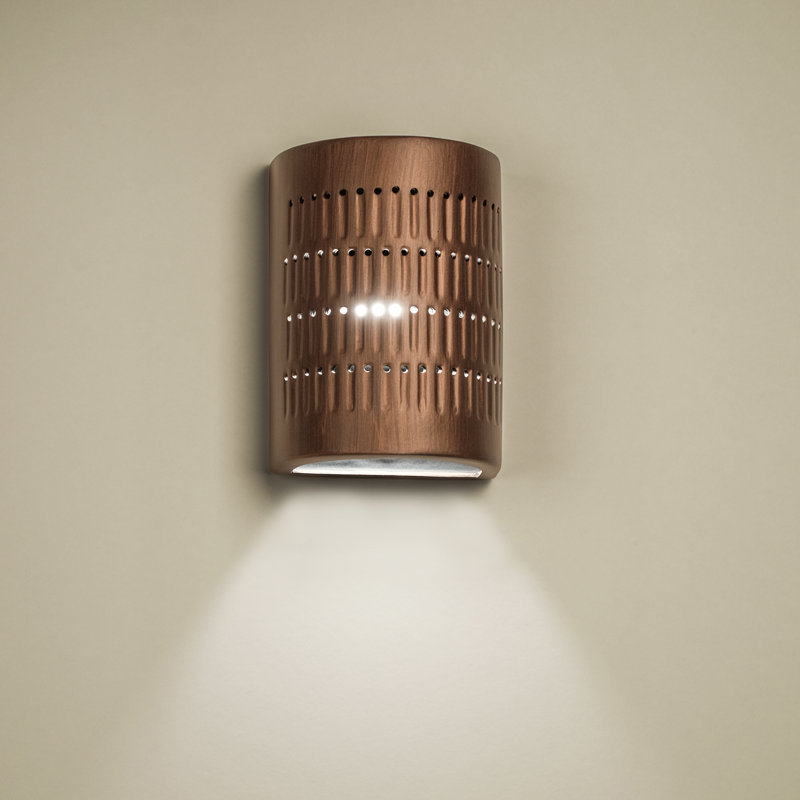 Carely Ceramic Outdoor Wall Light, LED Bulb Included, Rubbed Copper, 8.5" H x 6.5" W x 4.5" D