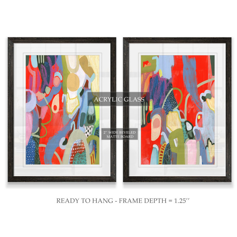 " Max Out I " by Vincent Van Gogh 2 - Pieces, White Mat, Ebony Framed Set, 18" H x 24" W x 1.25" D