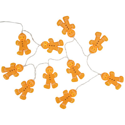10-Count Warm White LED Gingerbread Man Christmas Fairy Lights  4' Copper Wire
