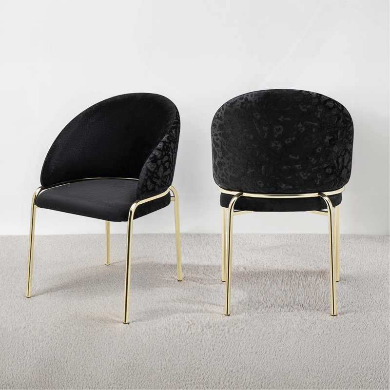 Chaises de style moderne 2 pièces en velours et pieds en métal enduit d'or