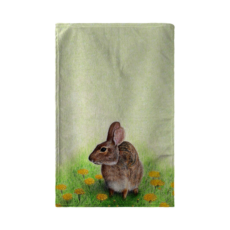 Serviette de thé à gauche lapin