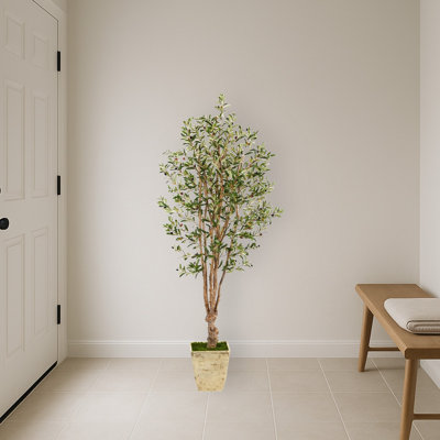 Artificial Olive Tree in Country White Planter