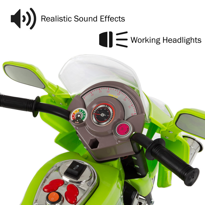 Green 6-Volt Motorized Kids Motorcycle with Lights and Sounds
