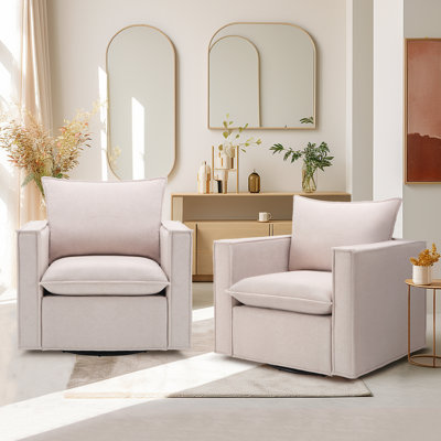 34.2" Wide Upholstered Swivel Accent Armchair