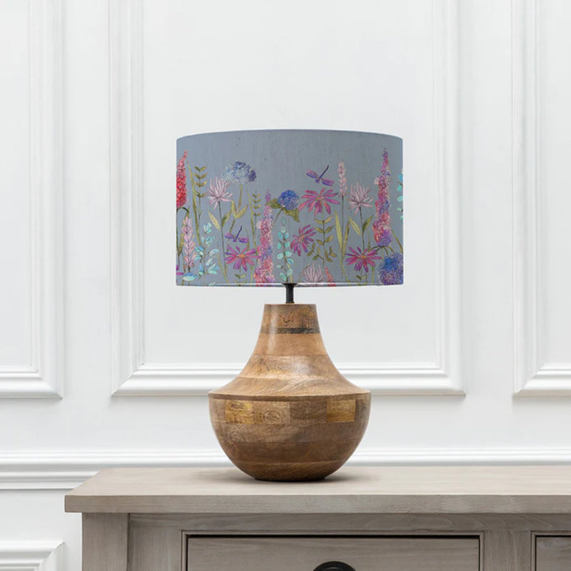 25cm H Fabric Drum Lamp Shade ( Screw On ), Blue