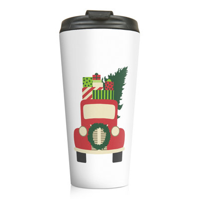 Camion de Noël 15 oz Tasse de voyage à double paroi en acier inoxydable