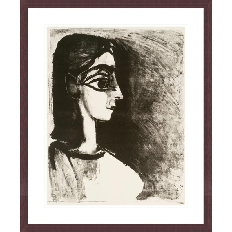 Buste de profil (Portrait de Jacqueline) par Pablo Picasso, impression giclée encadrée, H 28,43 po x l 23,5 po