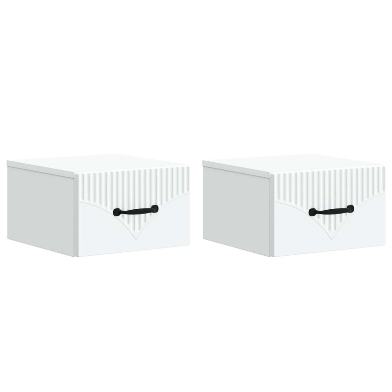 34.5cm W Manufactured Wood Bedside Table, White