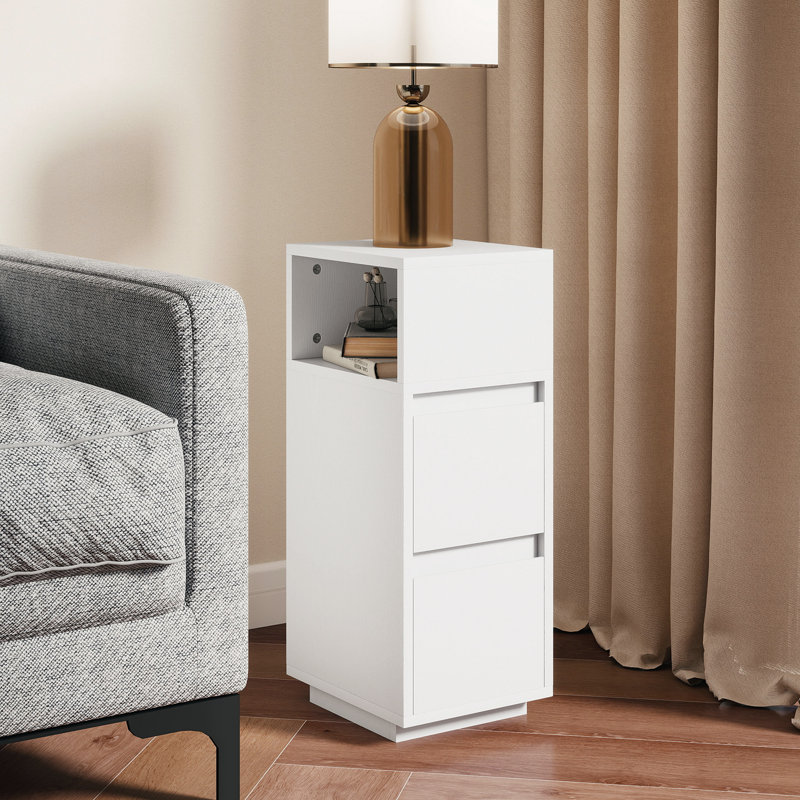 25cm W Particle Board Bedside Table, White