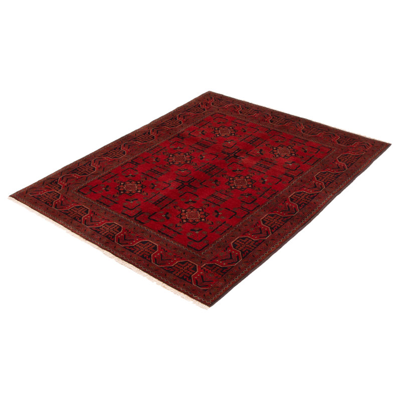Tapis rouge foncé Finest Khal Mohammadi 5 pi 0 po x 6 pi 6 po