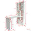 Bureau d'ordinateur d'angle en L pour bureau à domicile ou bureau d'étude, table d'étude de style moderne avec tiroirs, bibliothèque et huche, conception en L 2 en 1, grand espace de travail, blanc