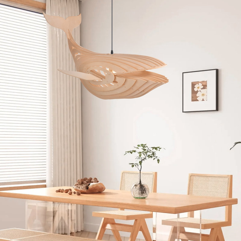 Luminaire suspendu géométrique naturel à 1 lumière, H 17,72 po x l 21,65 po x P 21,65 po